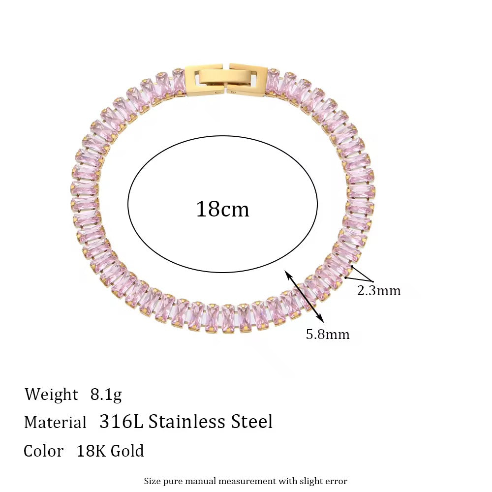 Pink Baguette Tennis Bracelet