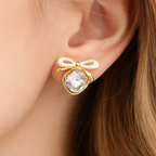 Crystal Bow Drop Earrings