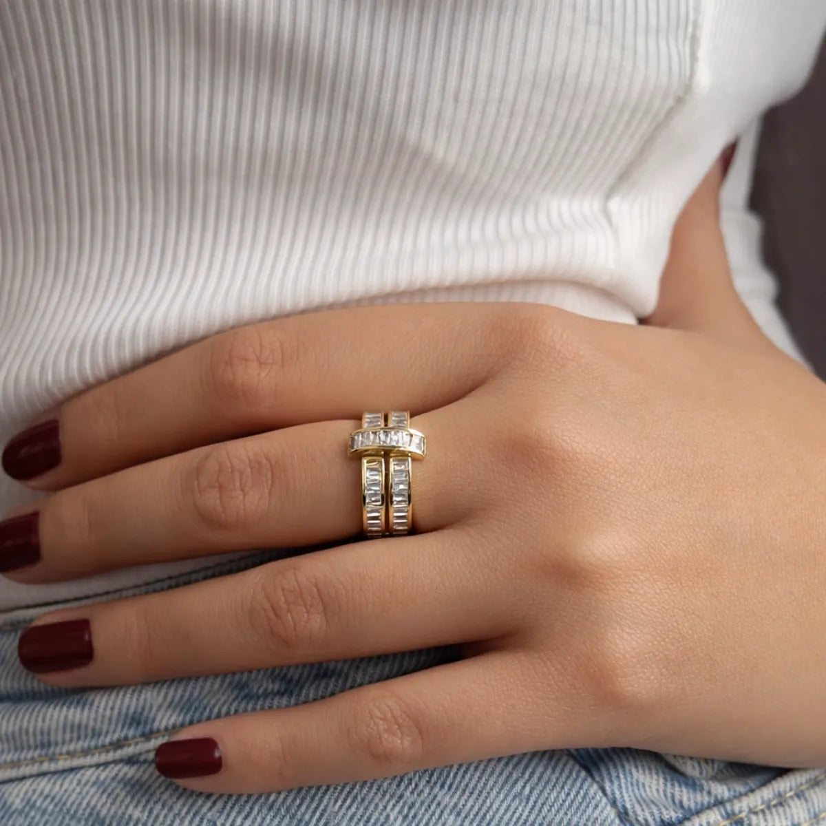 Zircon Marquise Adjustable Ring