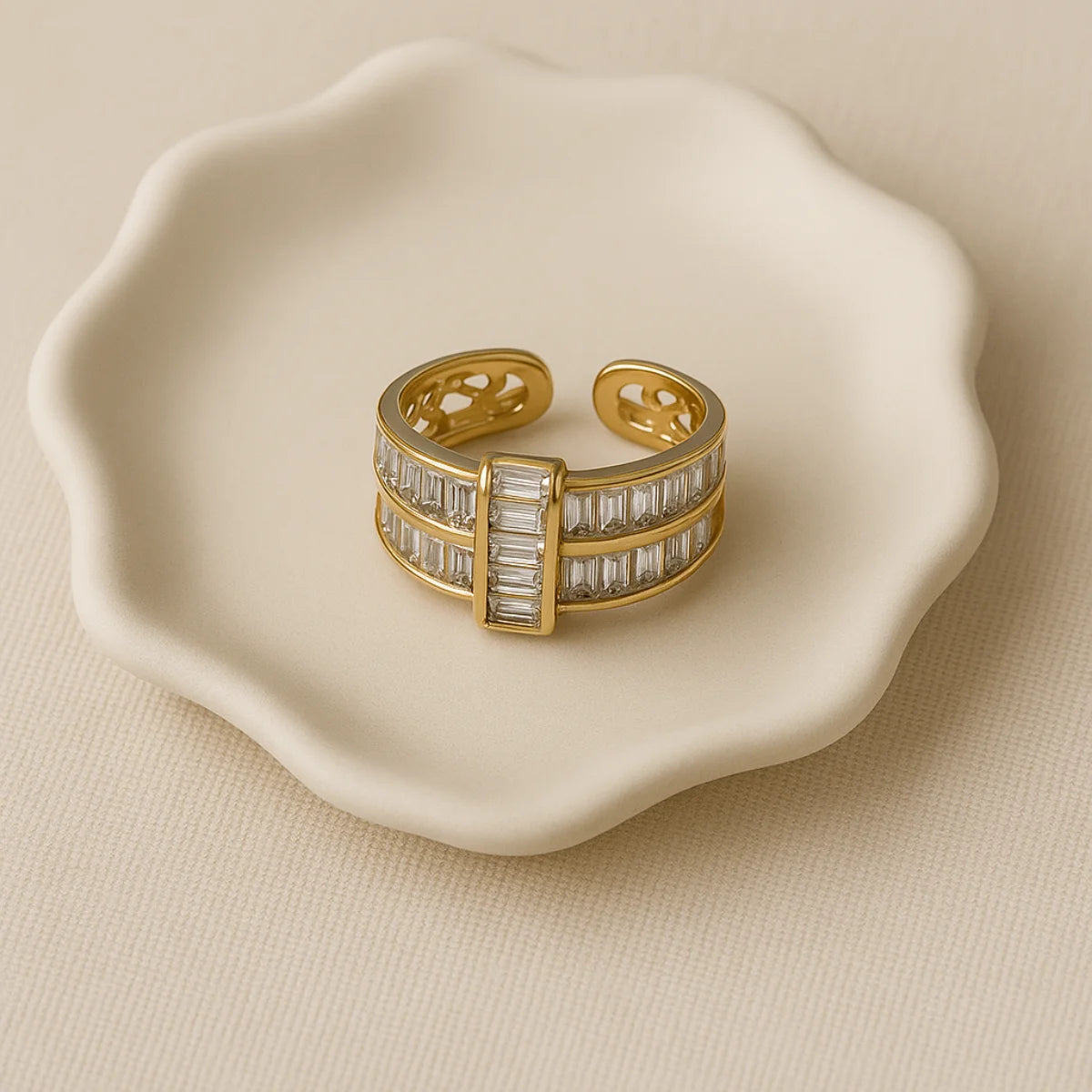 Zircon Marquise Adjustable Ring– 18K Gold Plated