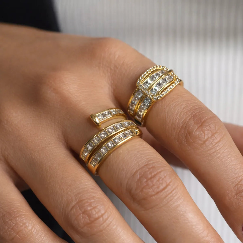 Zircon Buckle Adjustable Ring