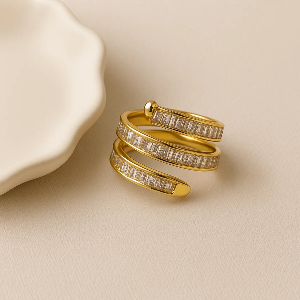 Della Marquise cut Adjustable Ring– 18K Gold Plated