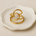 Aliya Solitaire Adjustable Ring– 18K Gold Plated