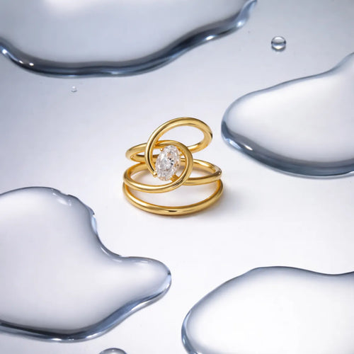 Aliya Solitaire Adjustable Ring– 18K Gold Plated