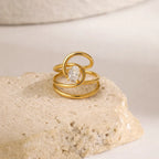 Aliya Solitaire Adjustable Ring– 18K Gold Plated