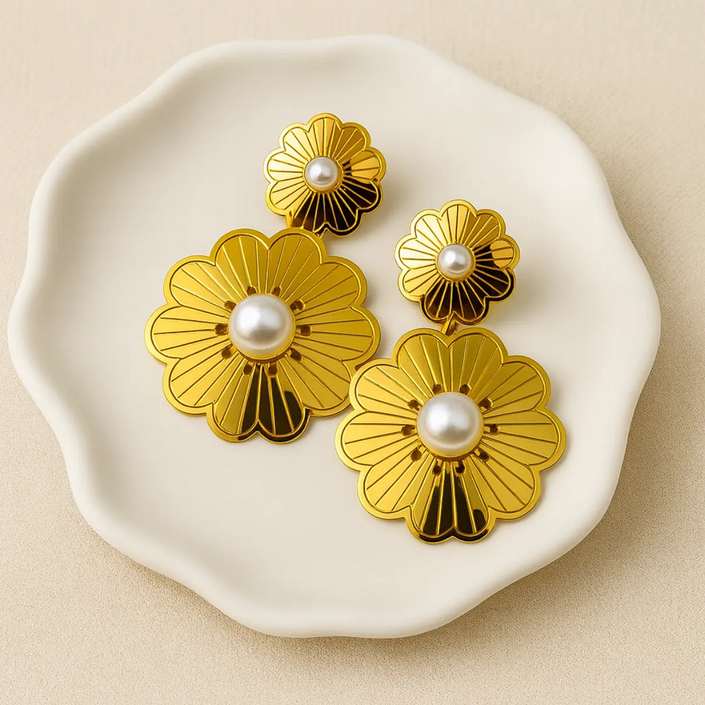 Sasha Pearl Statement Earrings – 18K Gold Plated