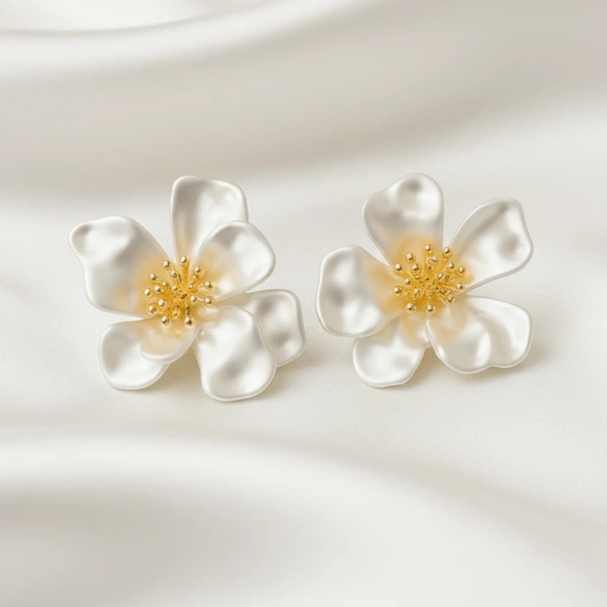 white flower earrings image 3