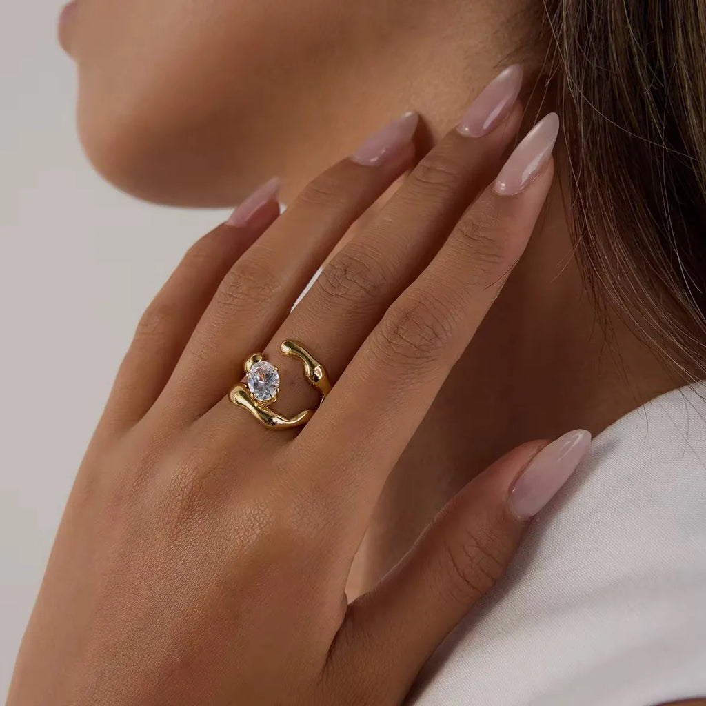 Mia Statement Adjustable Ring– 18K Gold Plated