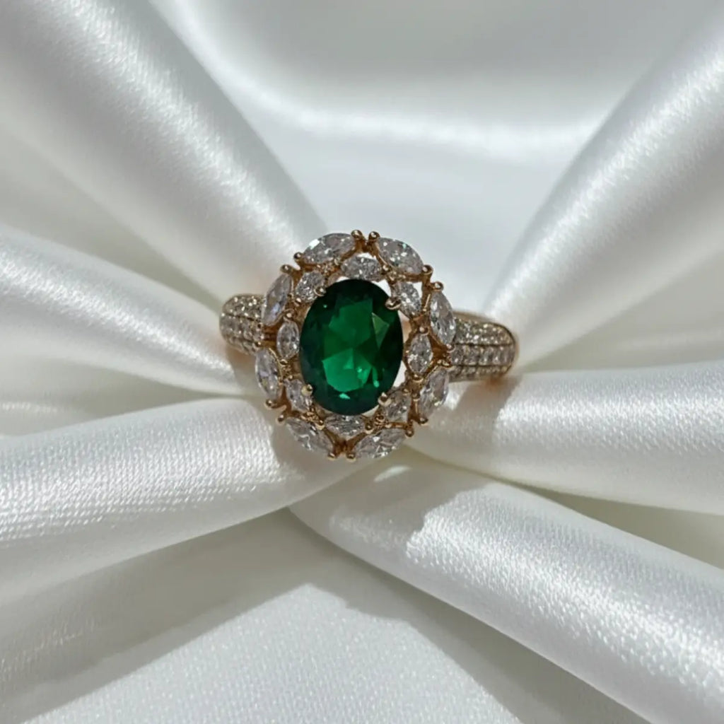 Oval green zircon ring 75%