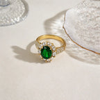 Oval Green Zircon Luxury Ring