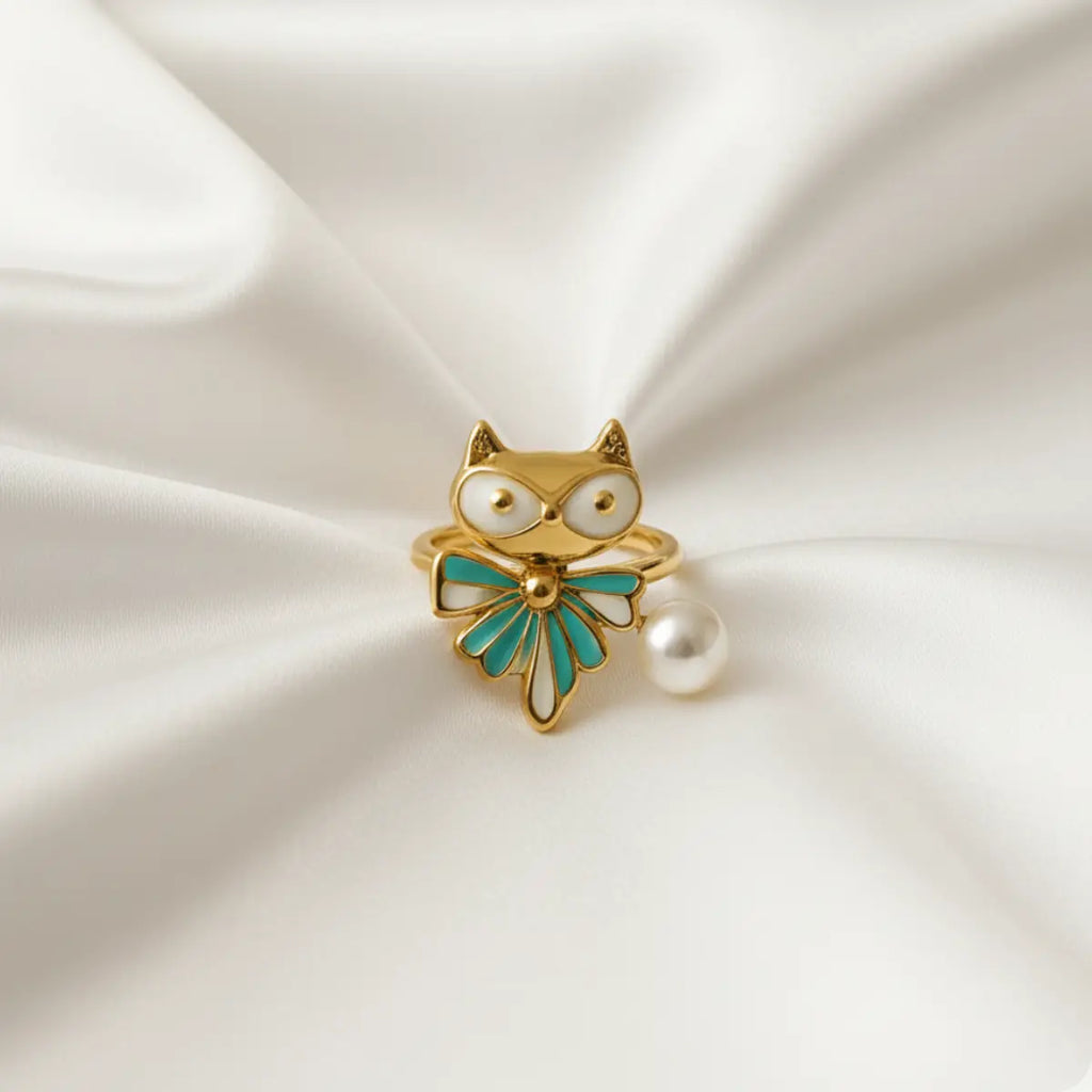 cat eye pearl ring image 2 75%