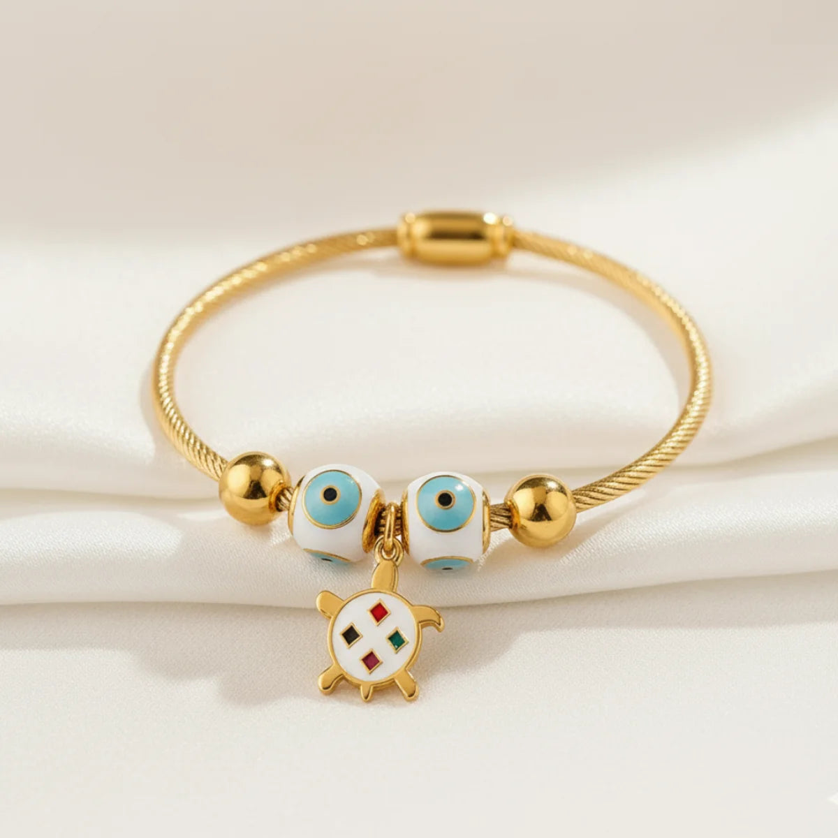 Turtle evil eye charm bracelet image 3 85%