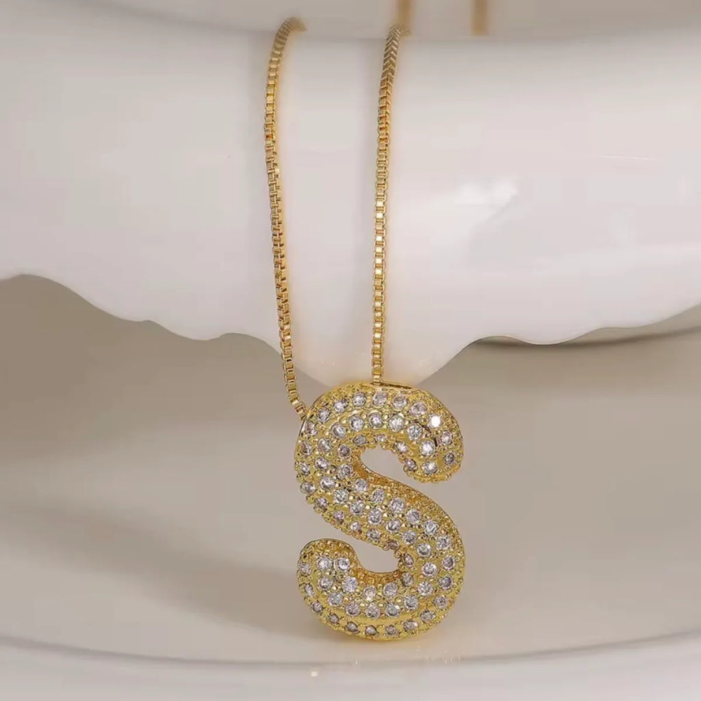 Personalized Initial Zirconia Necklace S – 18K Gold Plated