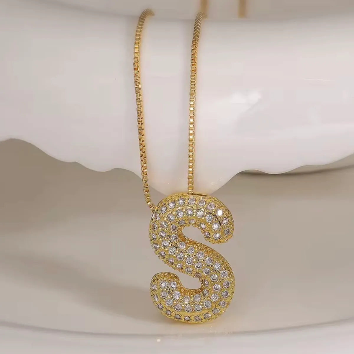 Personalized Initial Zirconia Necklace S – 18K Gold Plated