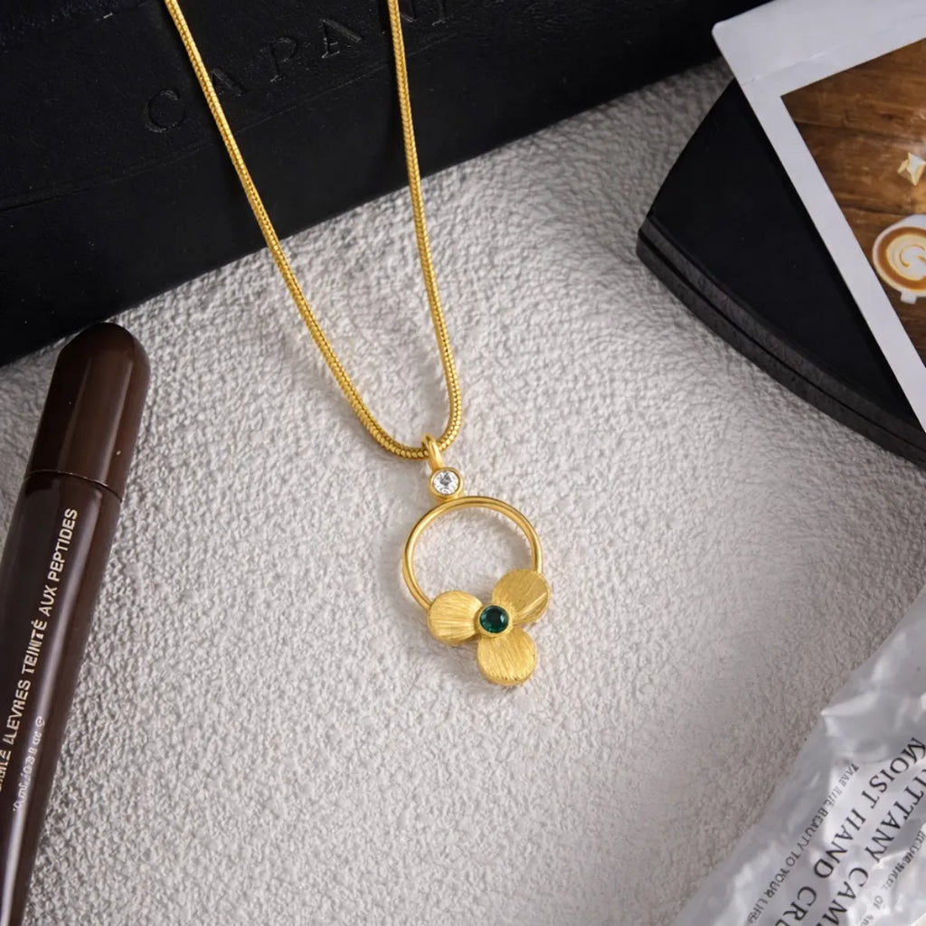Emerald Petal Necklace