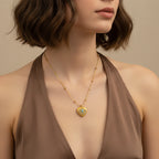 Green heart necklace model 90%