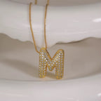 Personalized Initial Zirconia Necklace M