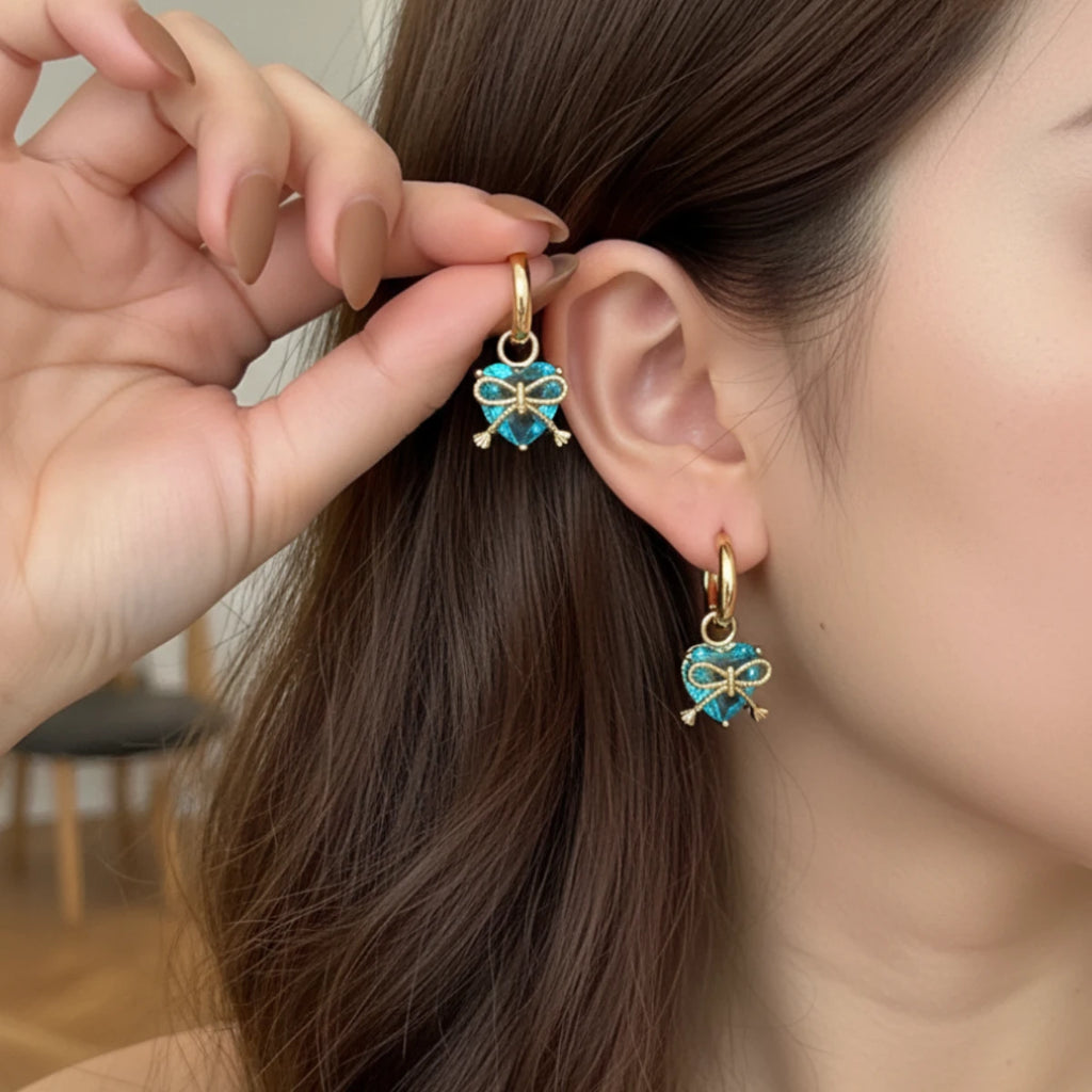 blue heart earrings model 90%