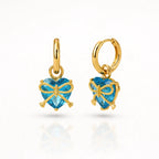 Bow & Heart Zircon Cuff Earrings– 18K Gold Plated