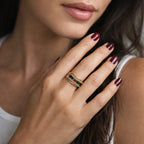 Baguette Multicolor Zirconia Adjustable Ring– 18K Gold Plated