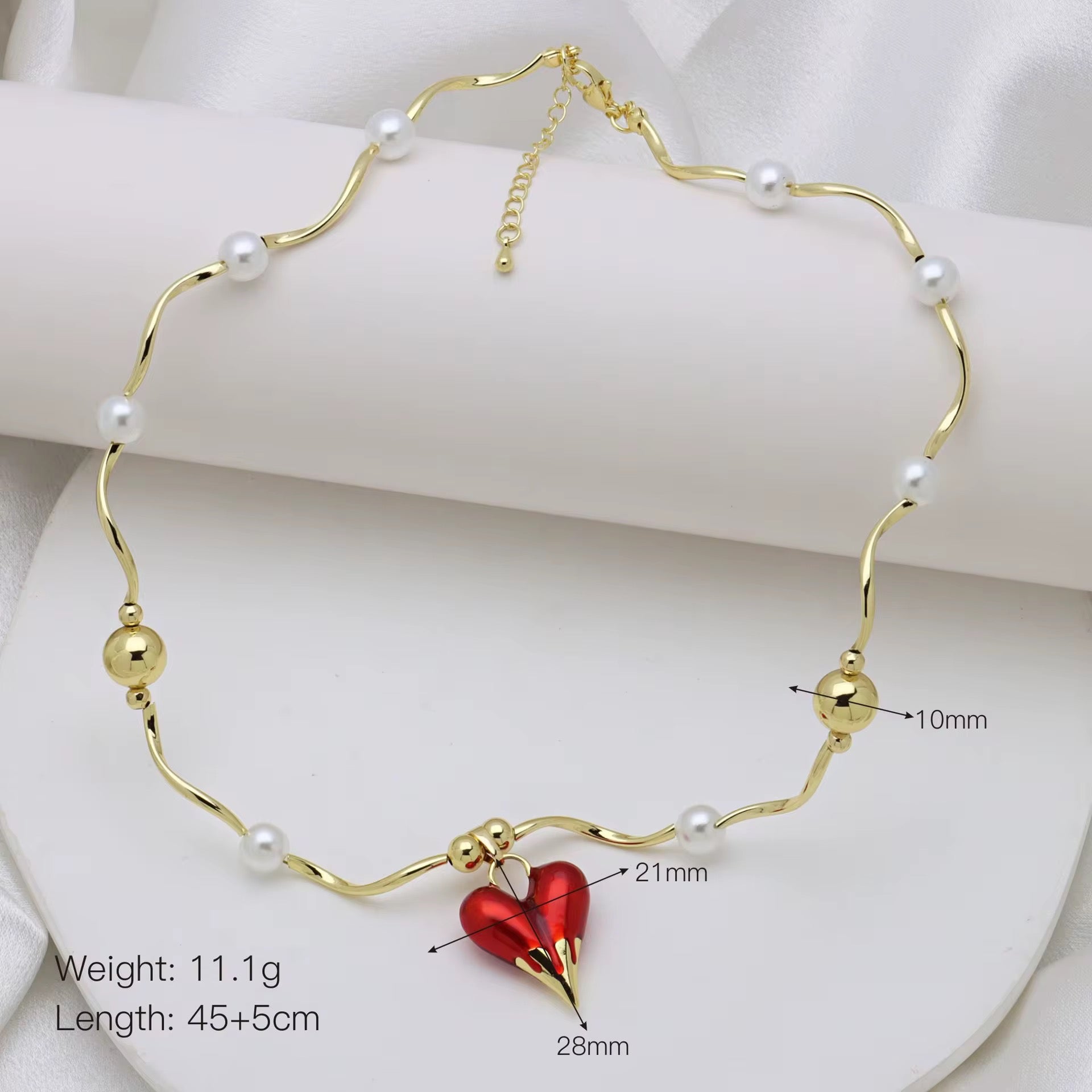 Chunky Red Heart Necklace