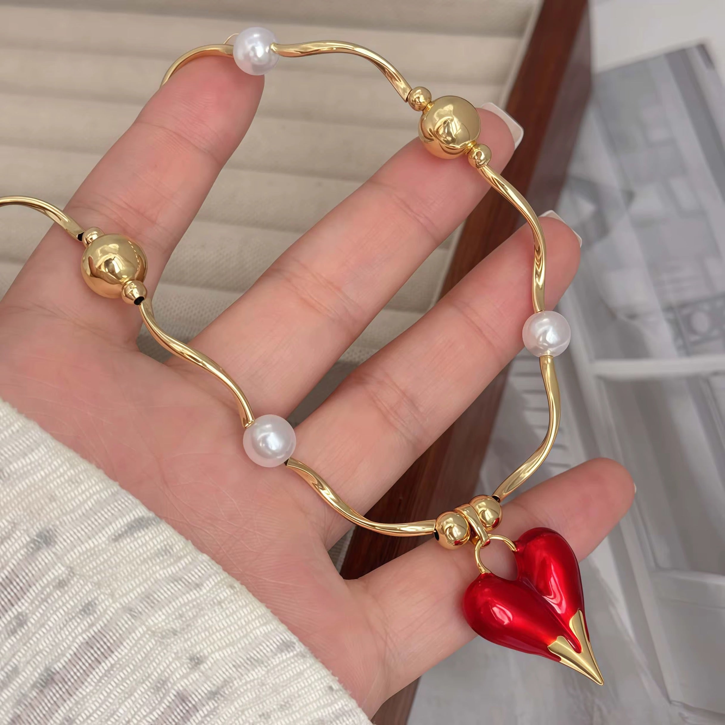 Chunky Red Heart Necklace