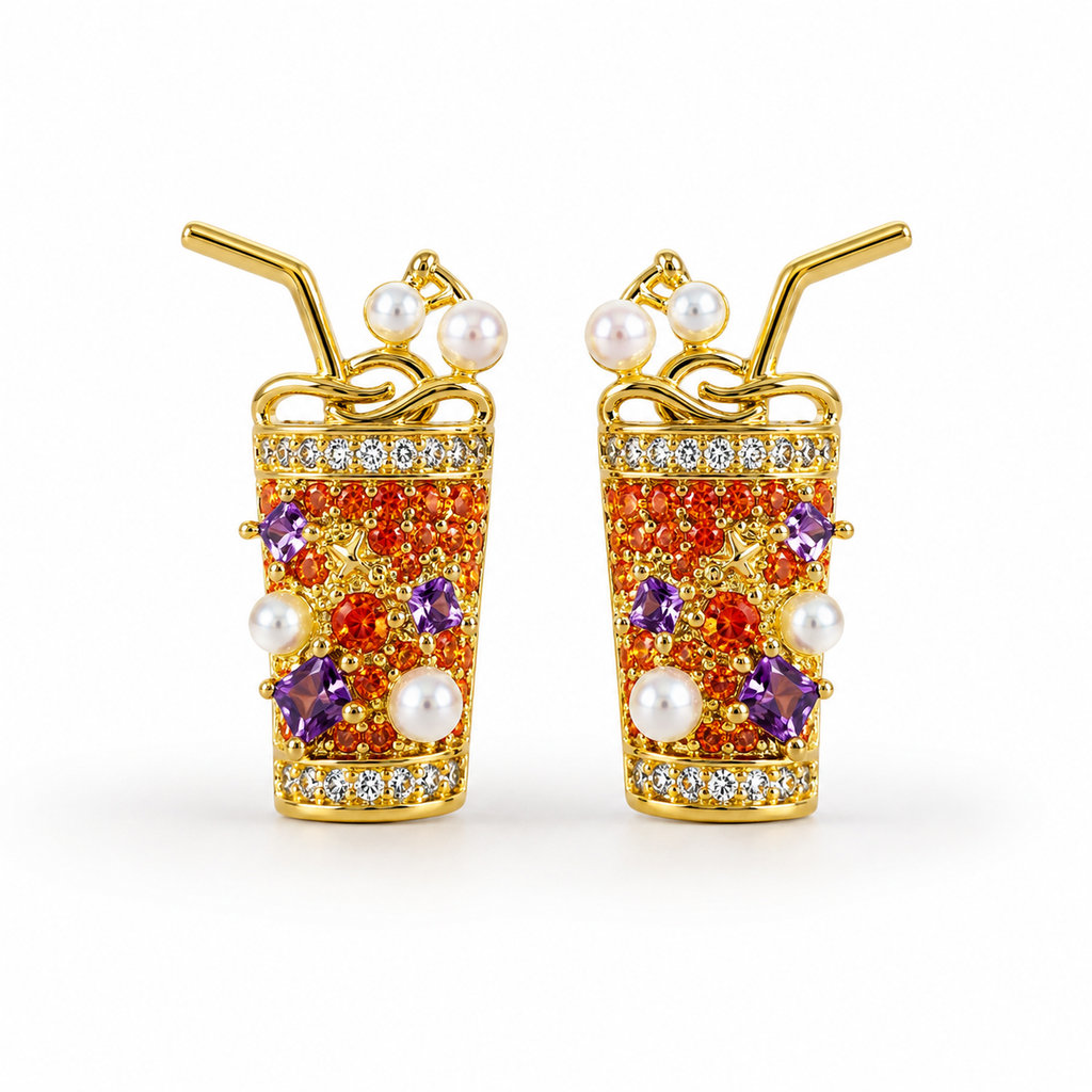 Mocktail Glass Statement Earrings
