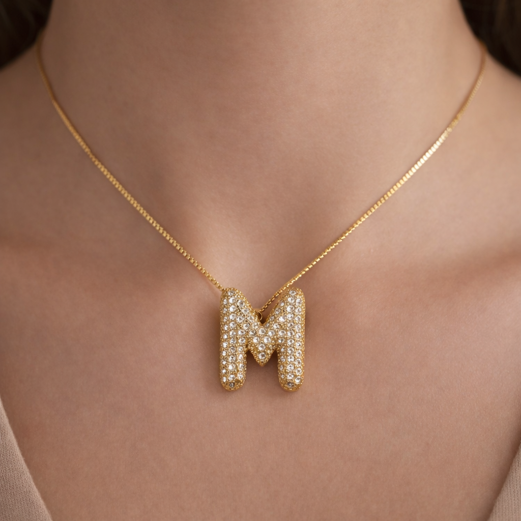 Personalized Initial Zirconia Necklace M