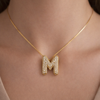 Personalized Initial Zirconia Necklace M