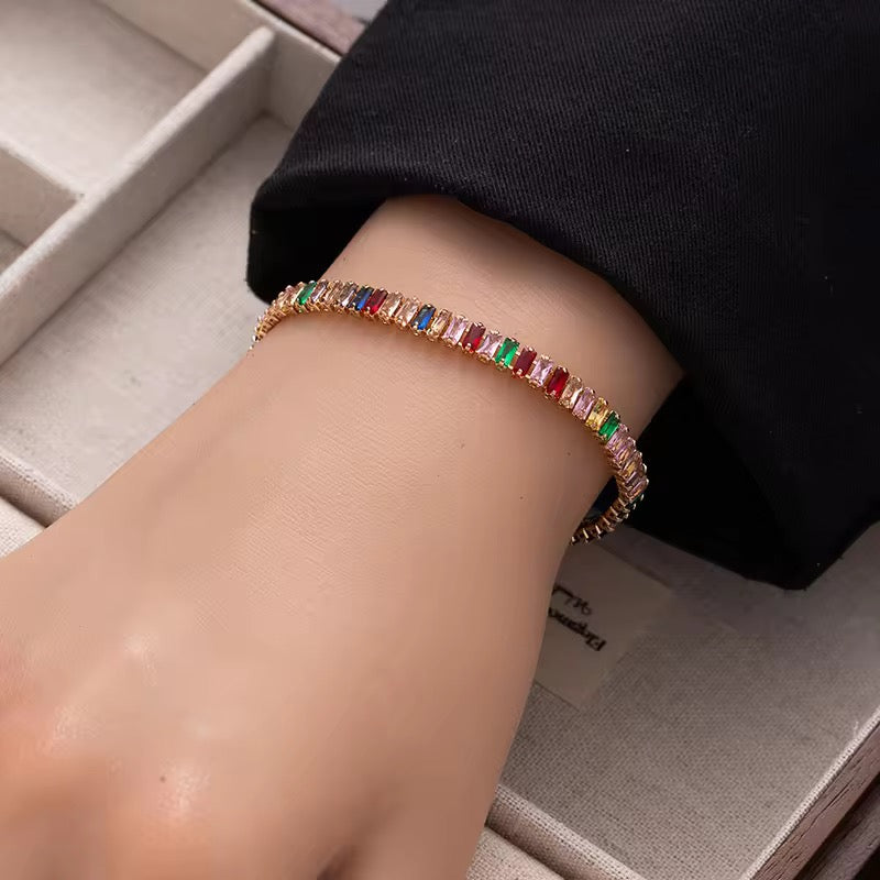 Rainbow Zirconia Tennis Bracelet