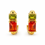 Dual Stone Huggie Earrings
