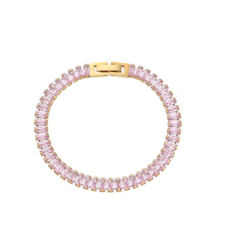 Pink Baguette Tennis Bracelet
