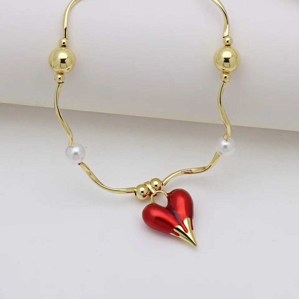 Chunky Red Heart Necklace