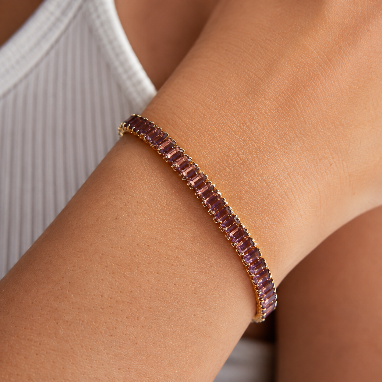 Purple Baguette Tennis Bracelet