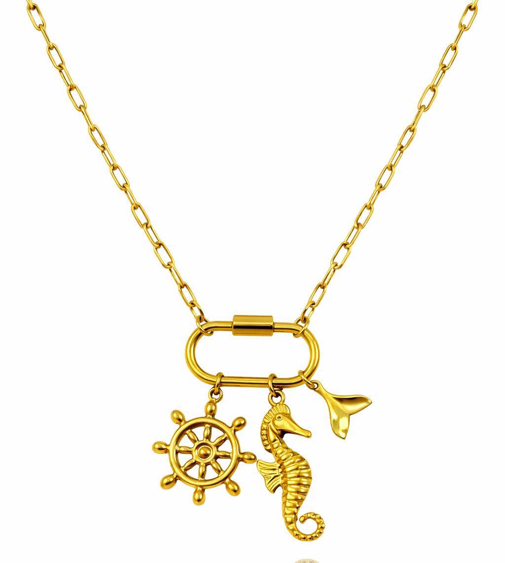 Beach Essential Seahorse  Charm Necklace