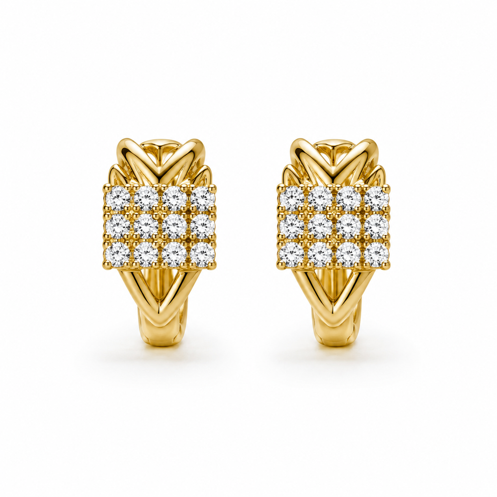 Square Cluster Huggie Earrings