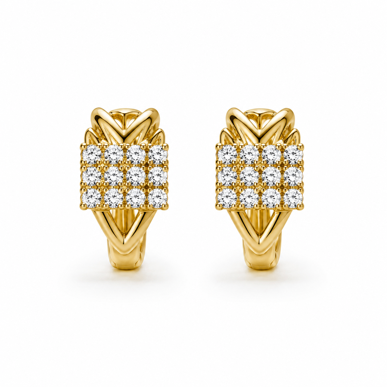 Square Cluster Huggie Earrings