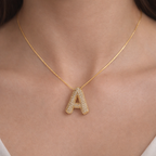 Personalized Initial Zirconia Necklace A