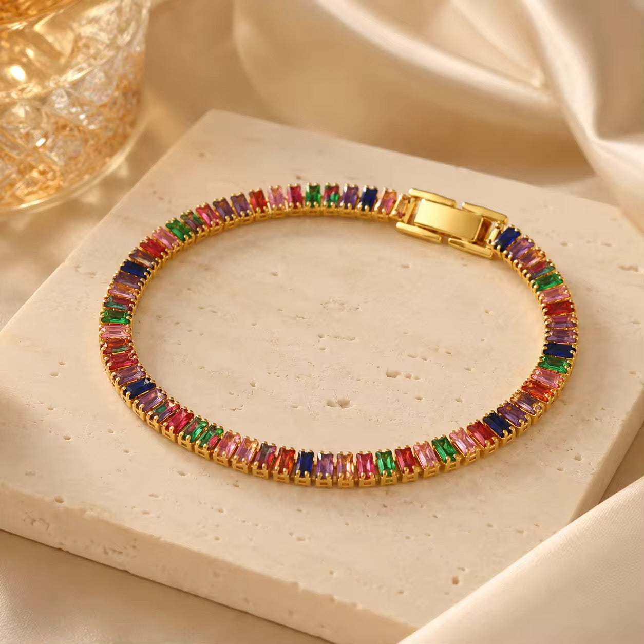 Rainbow Zirconia Tennis Bracelet
