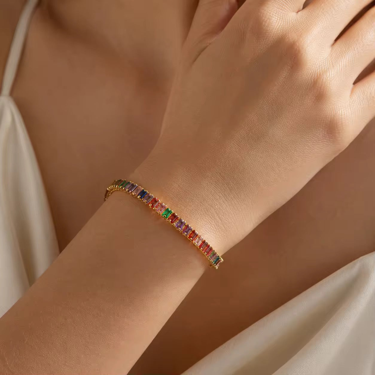 Rainbow Zirconia Tennis Bracelet