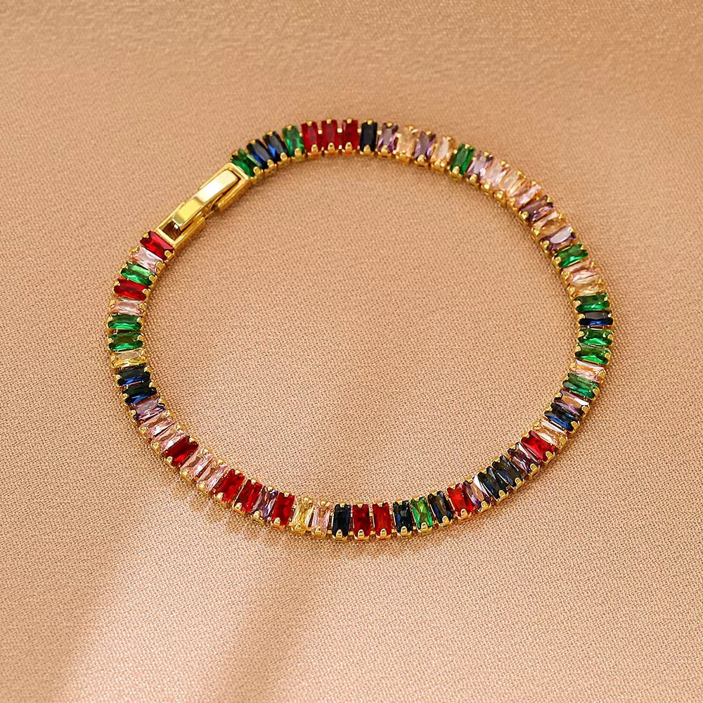 Rainbow Zirconia Tennis Bracelet