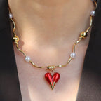 Chunky Red Heart Necklace
