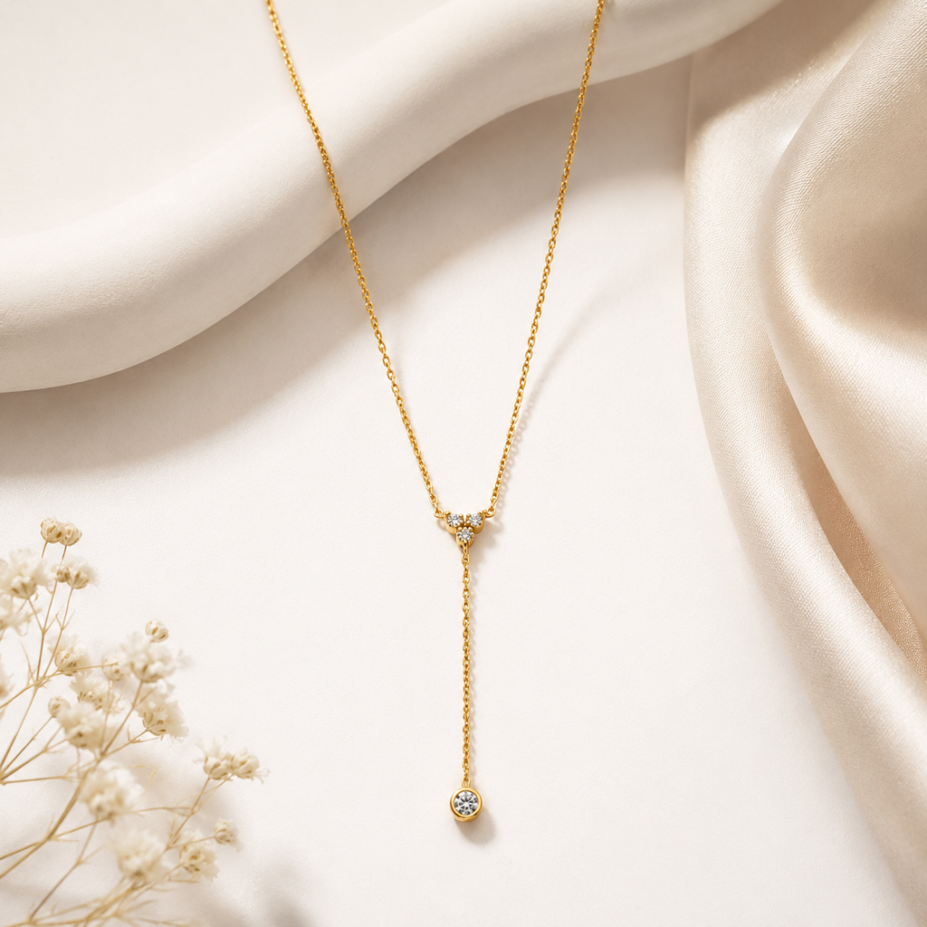 Trio Diamond Lariat Necklace