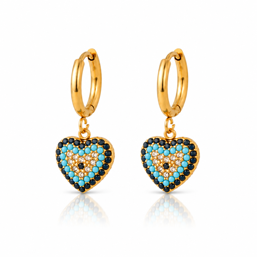 Evil Eye Heart Earrings