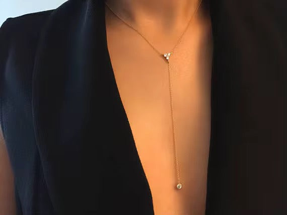 Trio Diamond Lariat Necklace