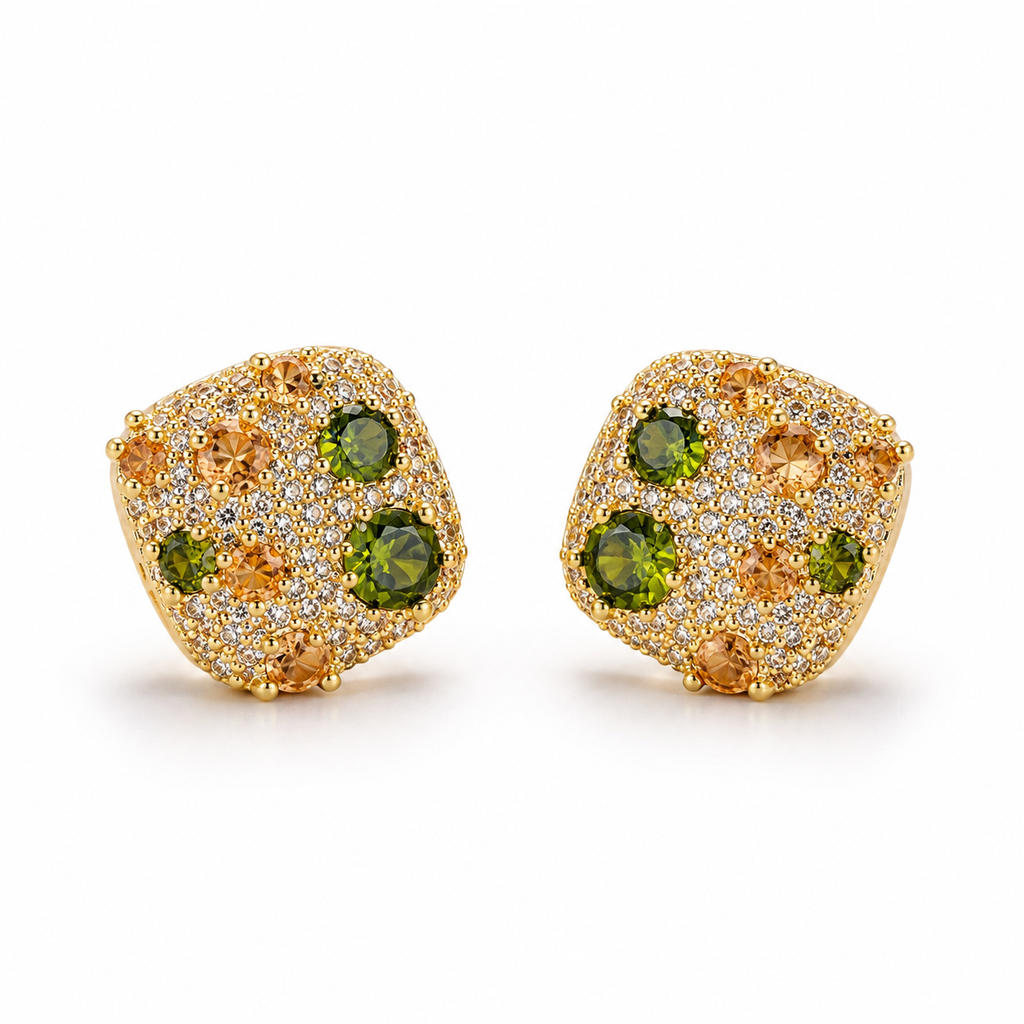 Multi-Stone Cluster Earrings