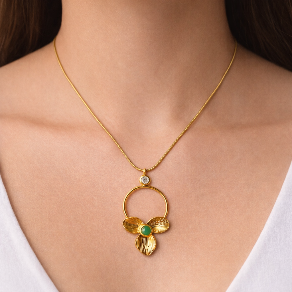 Emerald Petal Necklace