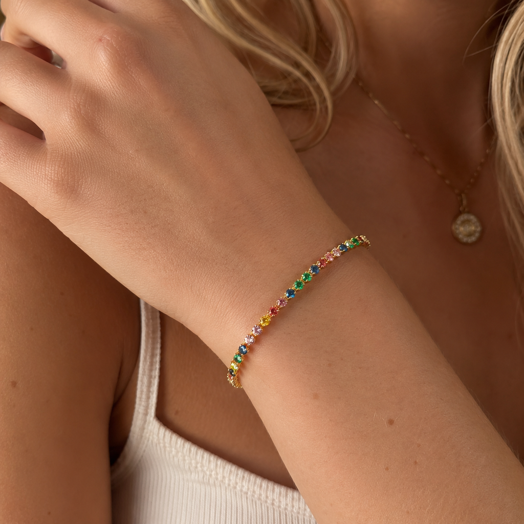 Dainty Rainbow Tennis Bracelet