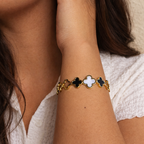 Black & White Clover Bangle Bracelet