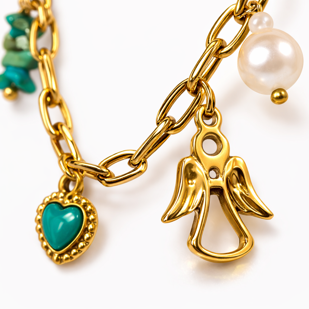 Faith Semi-Precious Stone Charm Necklace